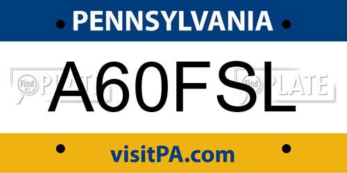 A60FSL Pennsylvania License Plate