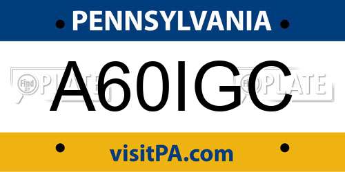 A60IGC Pennsylvania License Plate