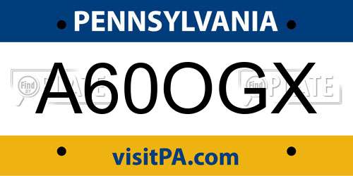 A60OGX Pennsylvania License Plate