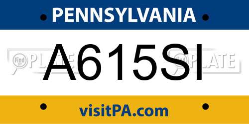 A615SI Pennsylvania License Plate