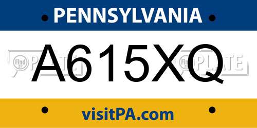 A615XQ Pennsylvania License Plate