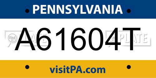 A61604T Pennsylvania License Plate