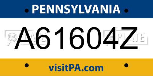A61604Z Pennsylvania License Plate