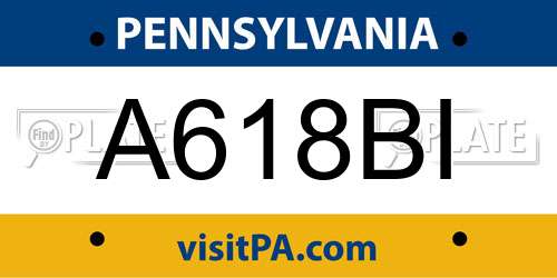 A618BI Pennsylvania License Plate