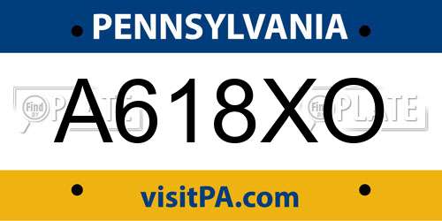 A618XO Pennsylvania License Plate