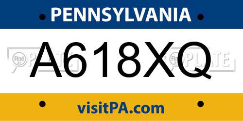 A618XQ Pennsylvania License Plate
