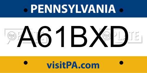 A61BXD Pennsylvania License Plate