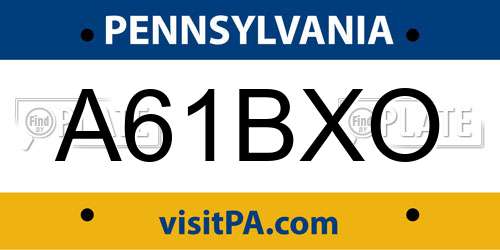 A61BXO Pennsylvania License Plate