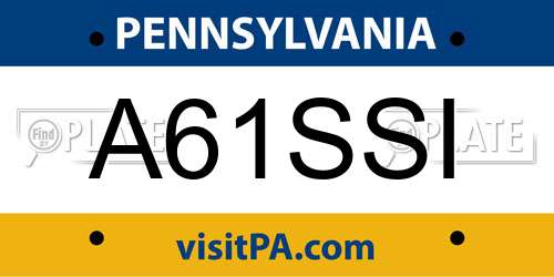 A61SSI Pennsylvania License Plate