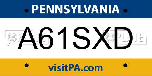 A61SXD Pennsylvania License Plate