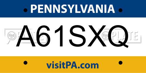 A61SXQ Pennsylvania License Plate