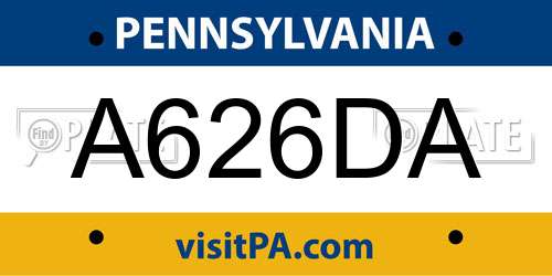 A626DA Pennsylvania License Plate