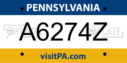 A6274Z Pennsylvania License Plate