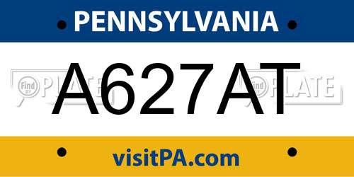 A627AT Pennsylvania License Plate
