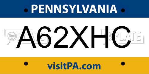 A62XHC Pennsylvania License Plate