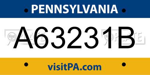 A63231B Pennsylvania License Plate