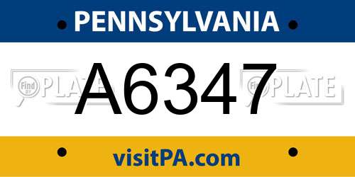 A6347 Pennsylvania License Plate