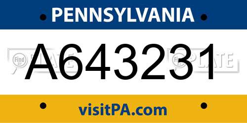 A643231 Pennsylvania License Plate