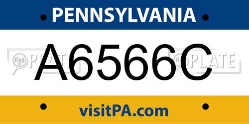 A6566C Pennsylvania License Plate