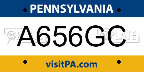 A656GC Pennsylvania License Plate