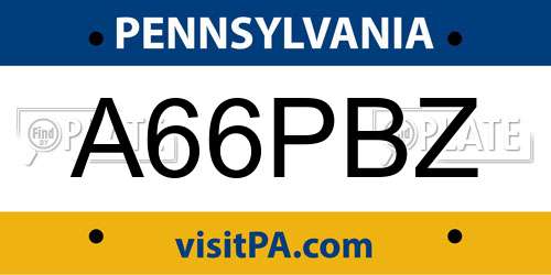 A66PBZ Pennsylvania License Plate