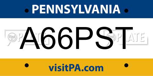 A66PST Pennsylvania License Plate