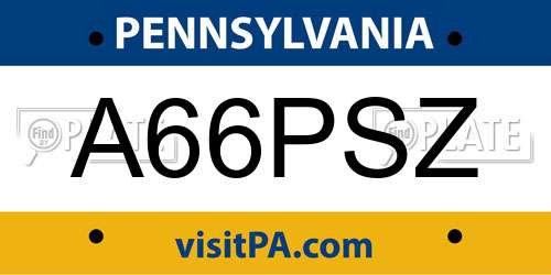A66PSZ Pennsylvania License Plate