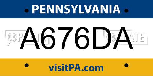 A676DA Pennsylvania License Plate