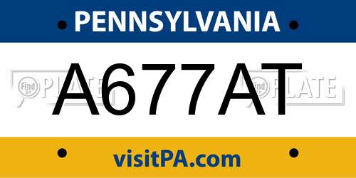 A677AT Pennsylvania License Plate