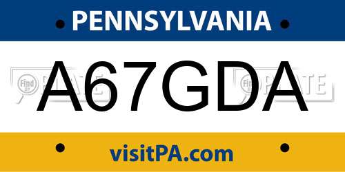 A67GDA Pennsylvania License Plate