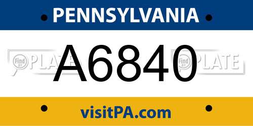 A6840 Pennsylvania License Plate
