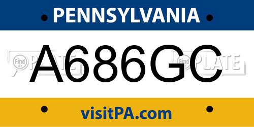 A686GC Pennsylvania License Plate