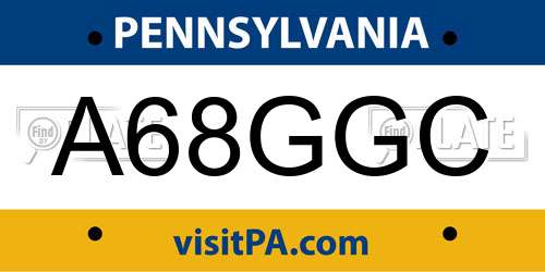 A68GGC Pennsylvania License Plate