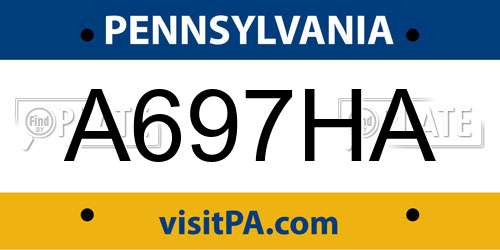 A697HA Pennsylvania License Plate