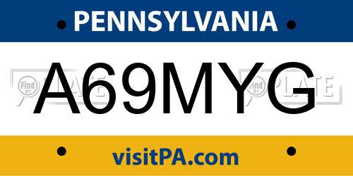 A69MYG Pennsylvania License Plate