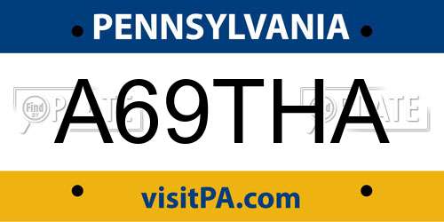 A69THA Pennsylvania License Plate