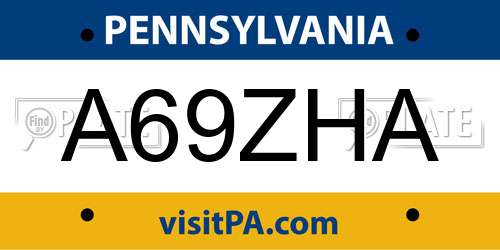 A69ZHA Pennsylvania License Plate