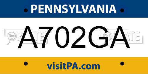 A702GA Pennsylvania License Plate