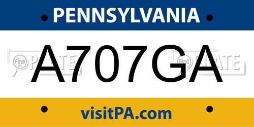 A707GA Pennsylvania License Plate