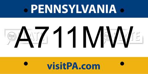 A711MW Pennsylvania License Plate
