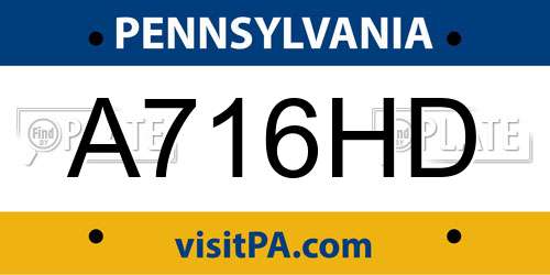 A716HD Pennsylvania License Plate