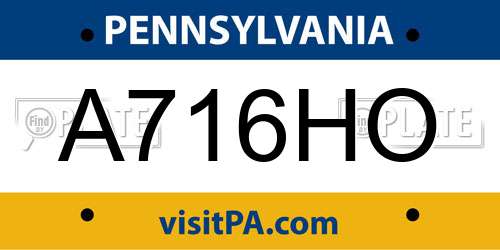 A716HO Pennsylvania License Plate