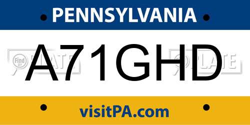 A71GHD Pennsylvania License Plate
