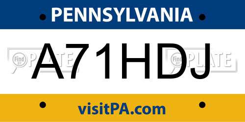 A71HDJ Pennsylvania License Plate