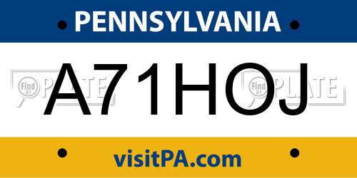 A71HOJ Pennsylvania License Plate