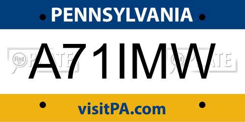A71IMW Pennsylvania License Plate
