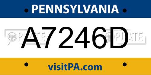 A7246D Pennsylvania License Plate