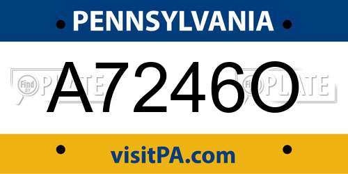 A7246O Pennsylvania License Plate