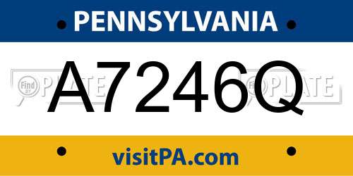 A7246Q Pennsylvania License Plate