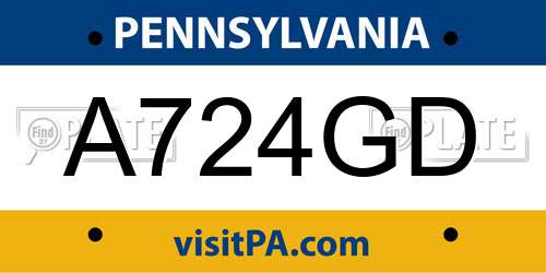 A724GD Pennsylvania License Plate